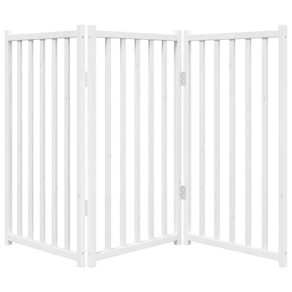 vidaXL Dog Gate Foldable 3 Panels White 150 cm Solid Wood Fir