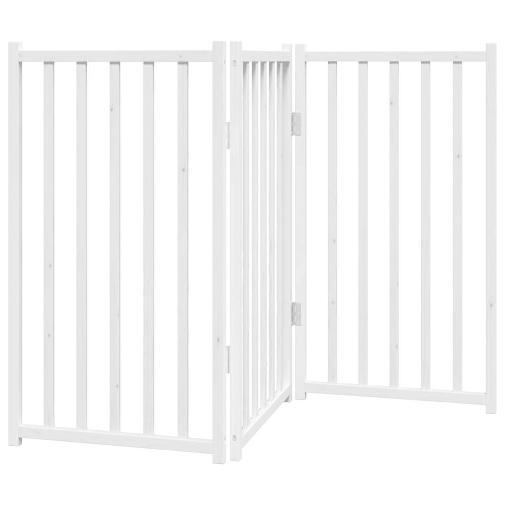 vidaXL Dog Gate Foldable 3 Panels White 150 cm Solid Wood Fir