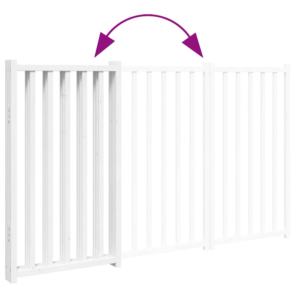 vidaXL Dog Gate Foldable 3 Panels White 150 cm Solid Wood Fir