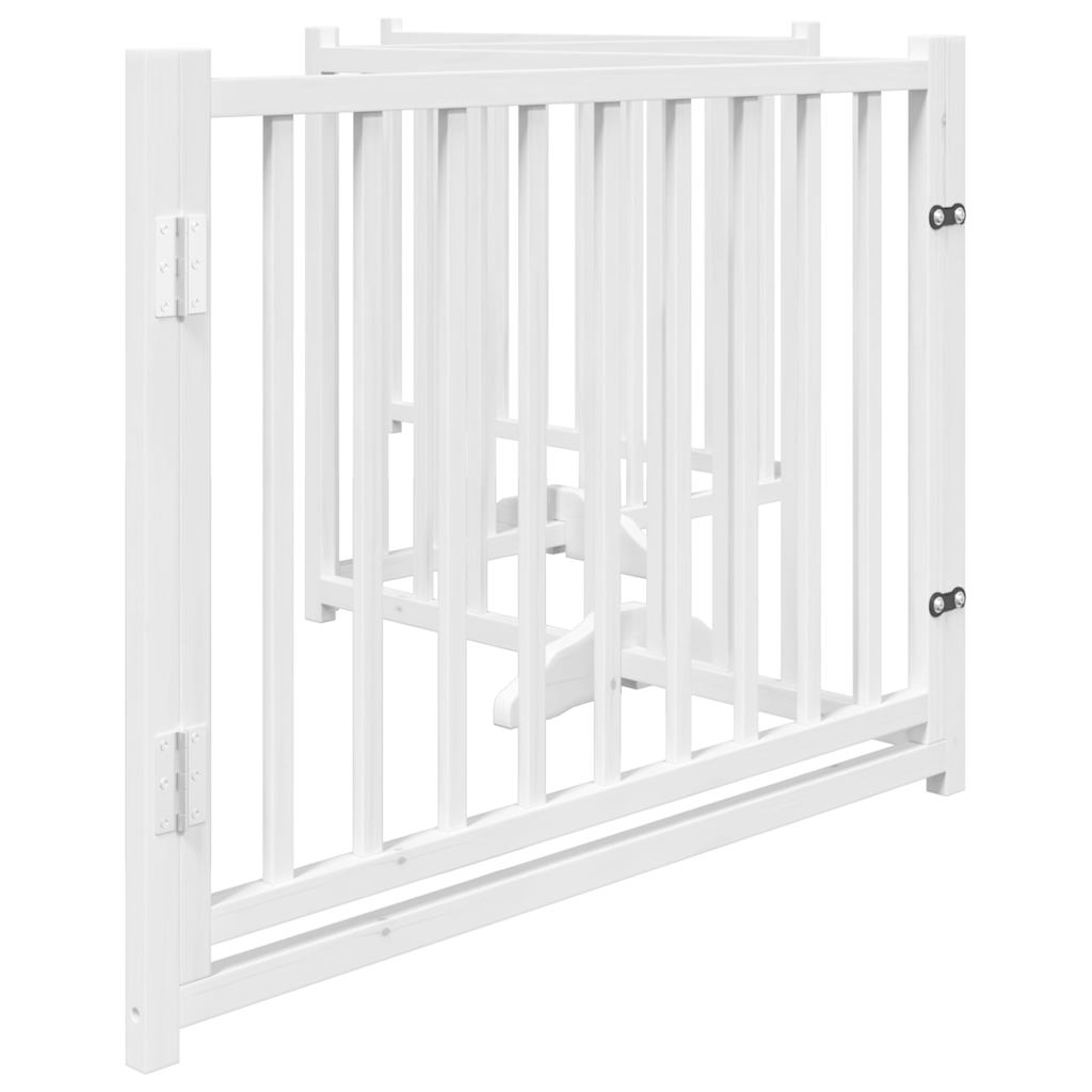 vidaXL Dog Gate with Door Foldable 4 Panels White 320 cm Solid Wood Fir