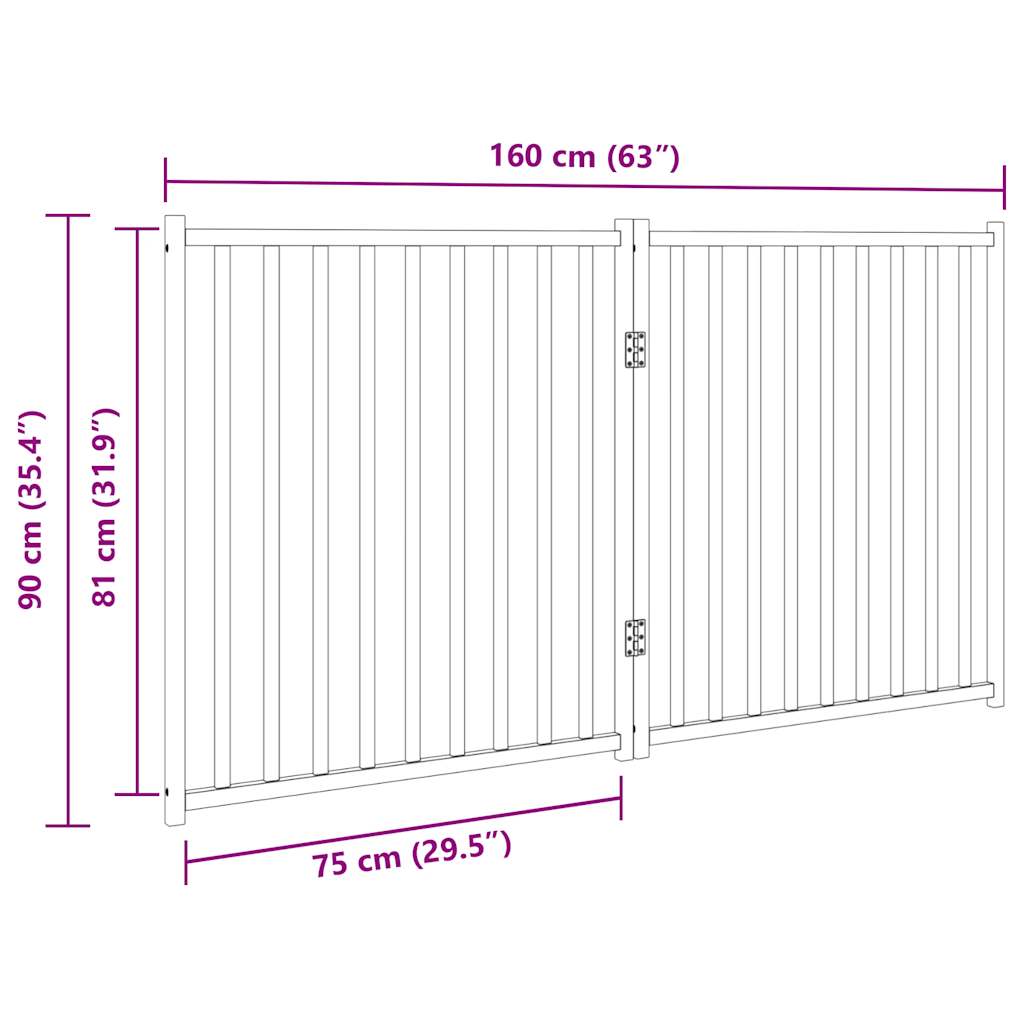 vidaXL Dog Gate Foldable 2 Panels White 160 cm Solid Wood Fir