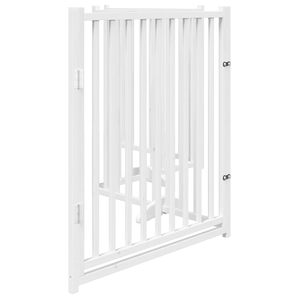 vidaXL Dog Gate with Door Foldable 4 Panels White 320 cm Solid Wood Fir