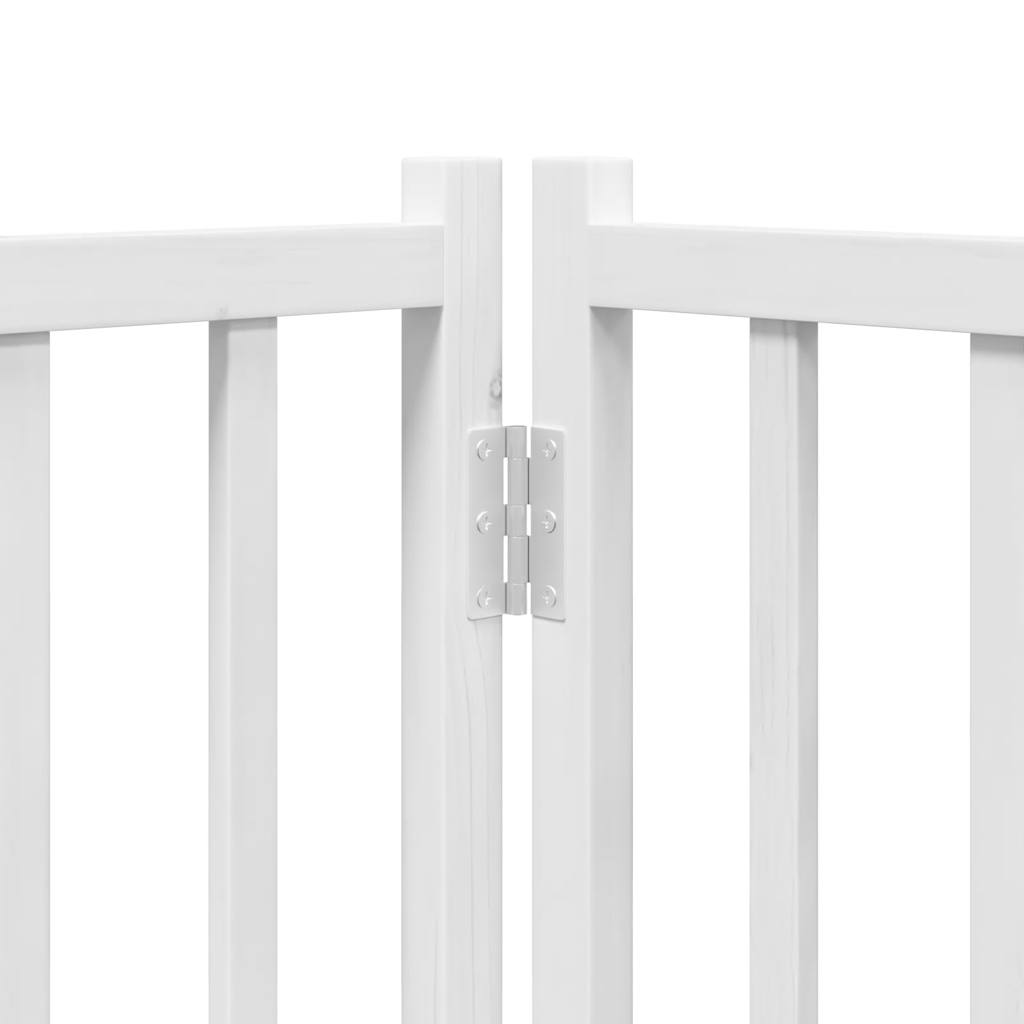 vidaXL Dog Gate with Door Foldable 4 Panels White 320 cm Solid Wood Fir