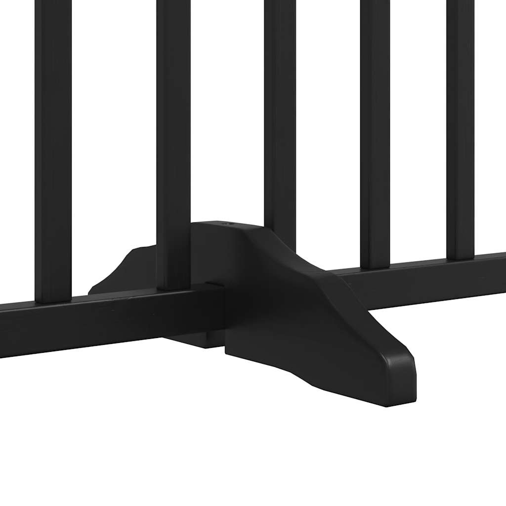 Dog Gate with Door Foldable 6 Panels Black 300 cm Solid Wood Fir