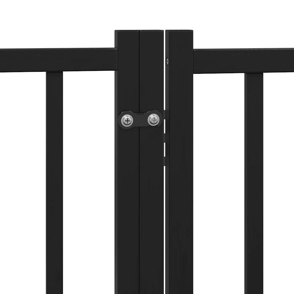 Dog Gate with Door Foldable 6 Panels Black 300 cm Solid Wood Fir