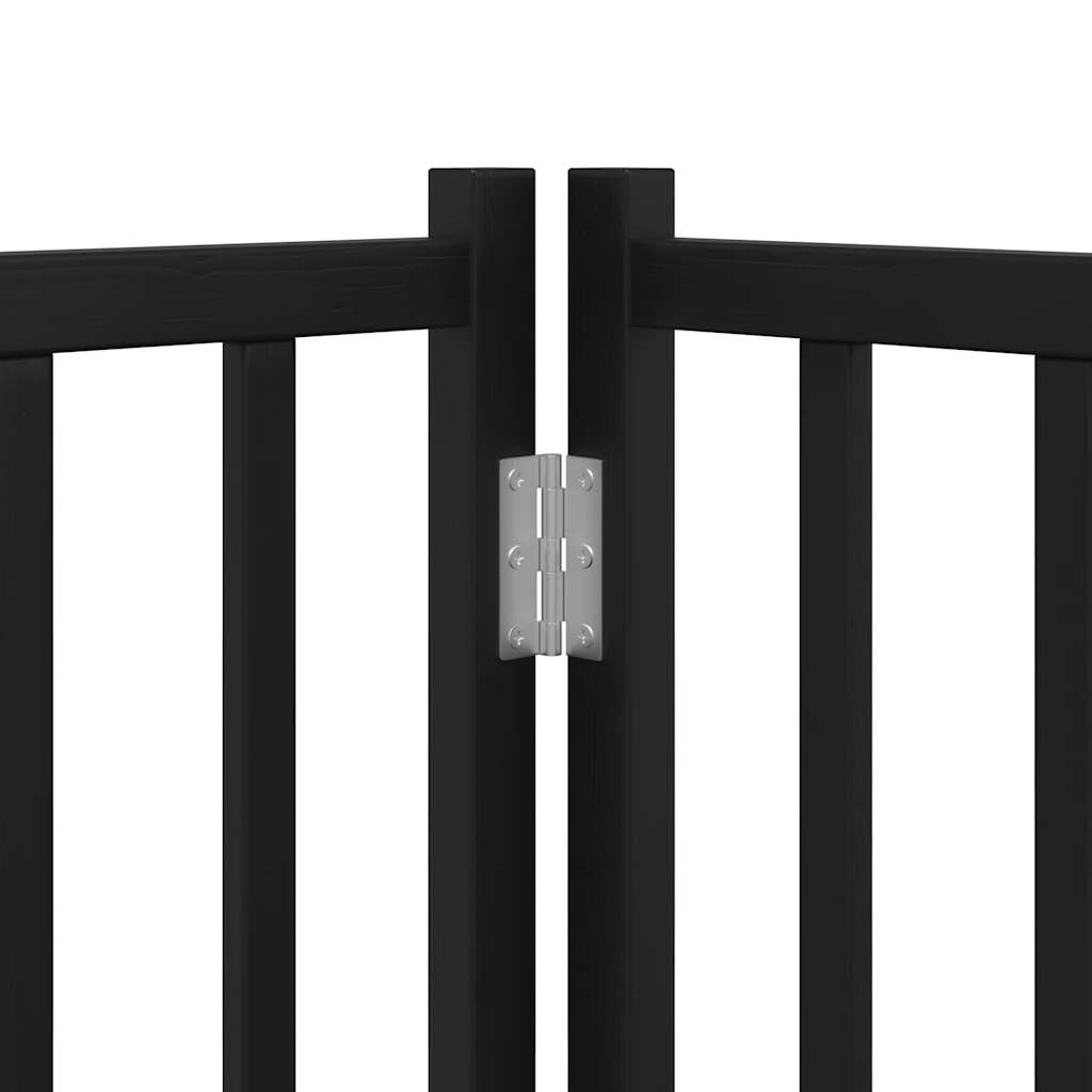 Dog Gate with Door Foldable 6 Panels Black 300 cm Solid Wood Fir