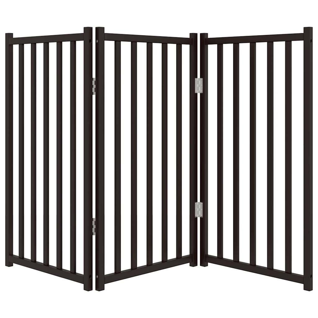 vidaXL Dog Gate Foldable 3 Panels Black 150 cm Solid Wood Fir