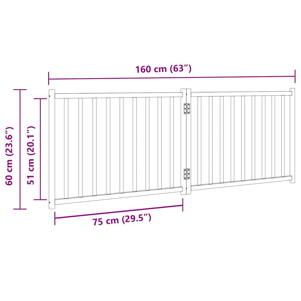 Dog Gate Foldable 2 Panels Black 160 cm Solid Wood Fir