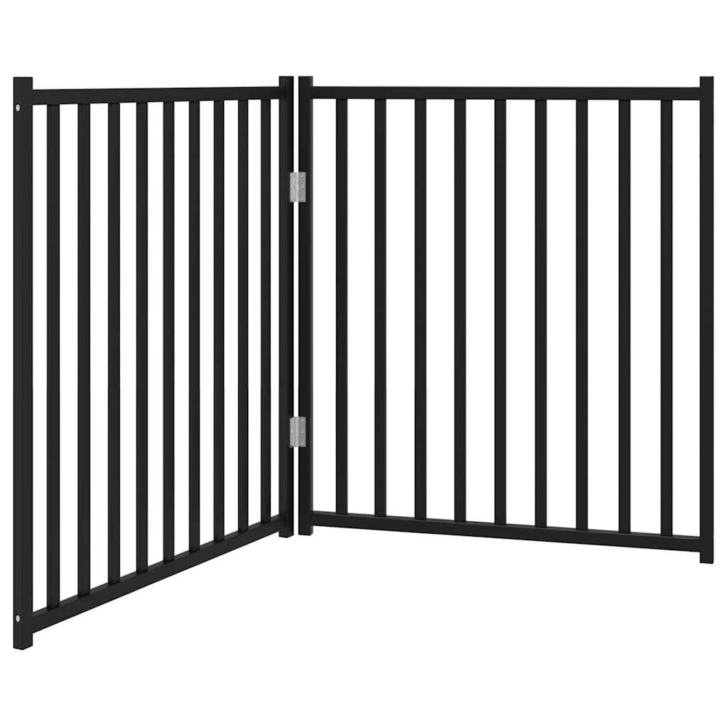 vidaXL Dog Gate Foldable 2 Panels Black 160 cm Solid Wood Fir