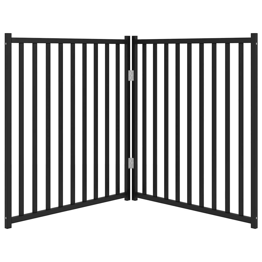 vidaXL Dog Gate Foldable 2 Panels Black 160 cm Solid Wood Fir