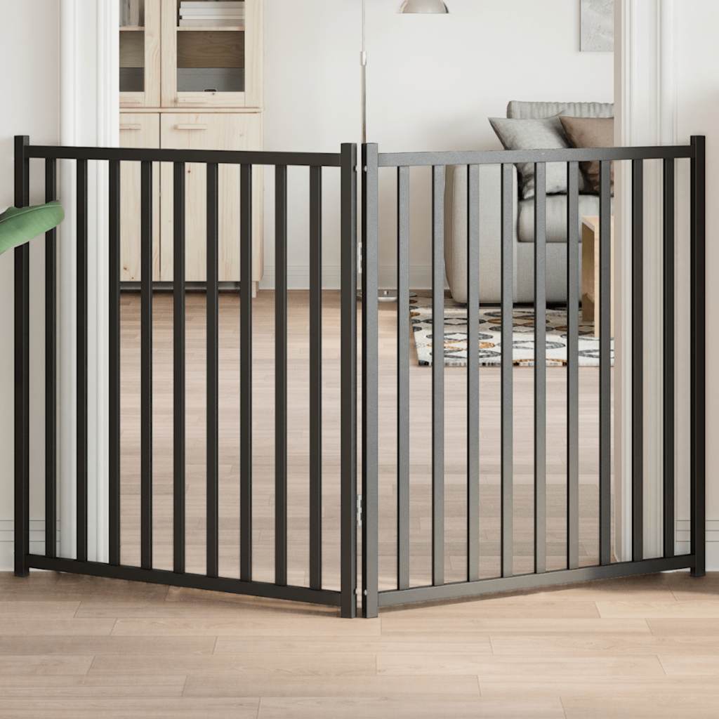 vidaXL Dog Gate Foldable 2 Panels Black 160 cm Solid Wood Fir