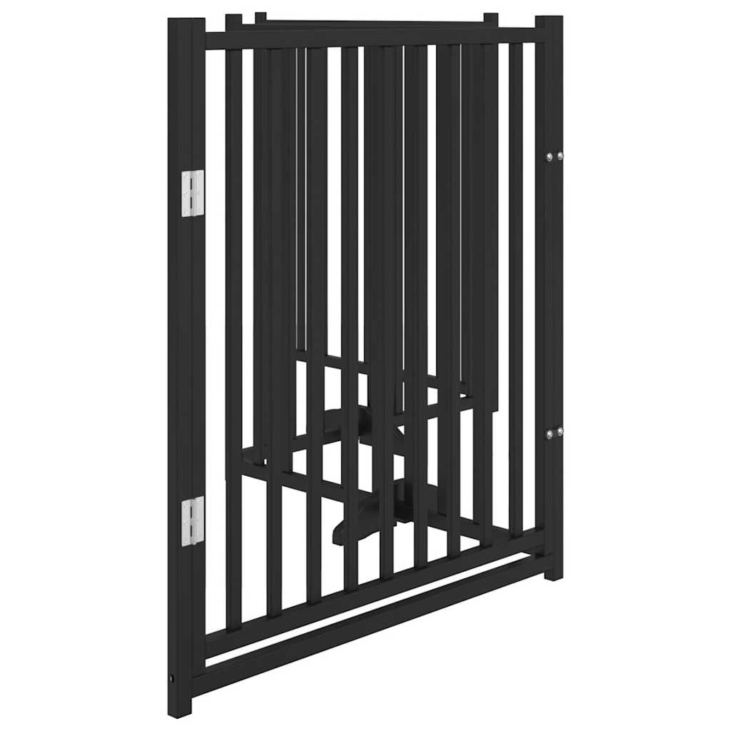 Dog Gate with Door Foldable 4 Panels Black 320cm Solid Wood Fir
