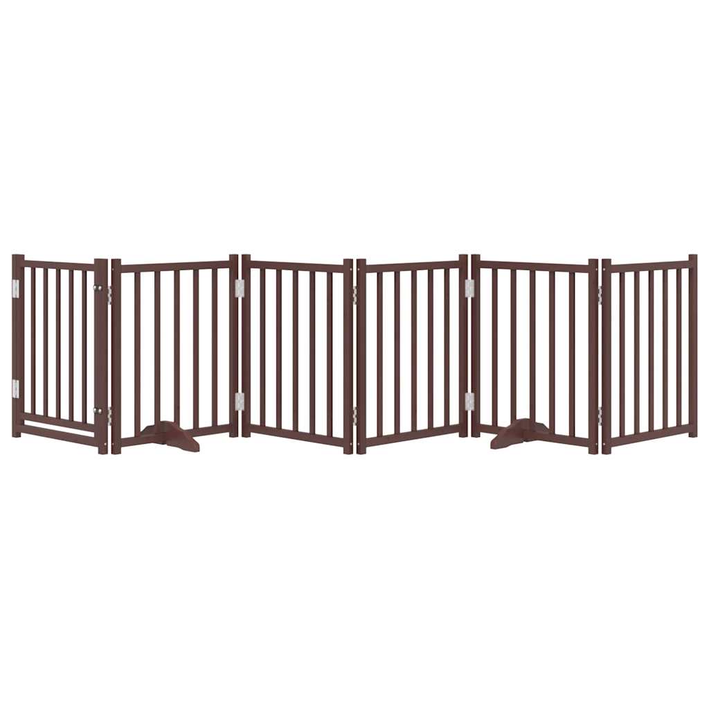 Dog Gate with Door Foldable 6 Panels Brown Oak 300 cm