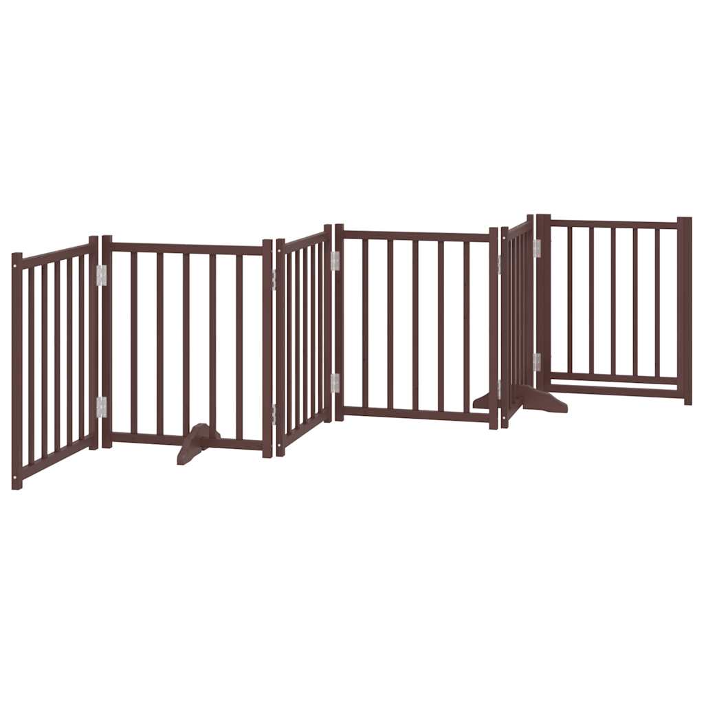 Dog Gate with Door Foldable 6 Panels Brown Oak 300 cm