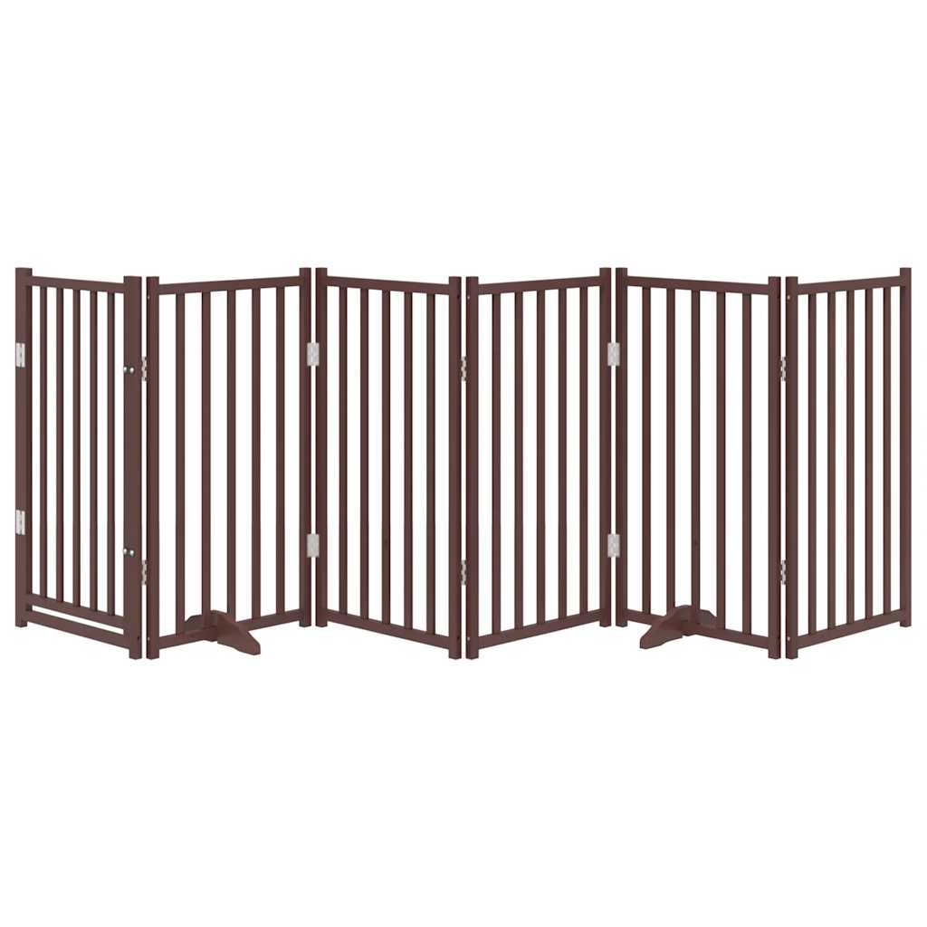 vidaXL Dog Gate with Door Foldable 6 Panels Brown Oak 300 cm Solid Wood Fir