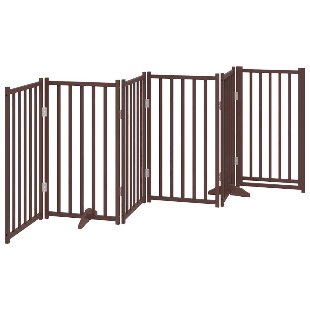 vidaXL Dog Gate with Door Foldable 6 Panels Brown Oak 300 cm Solid Wood Fir