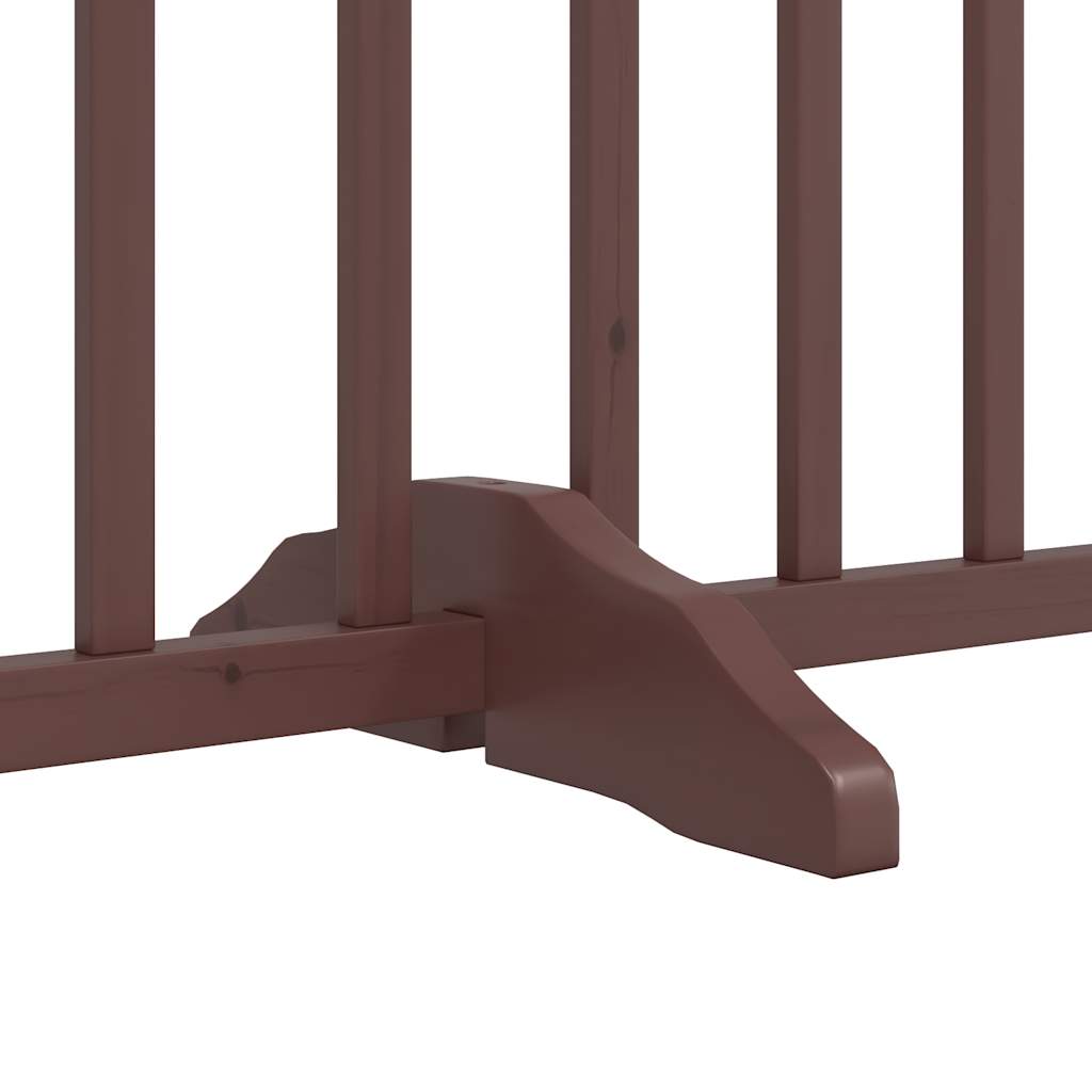 Dog Gate with Door Foldable 4 Panels Brown Oak 320 cm Solid Wood Fir