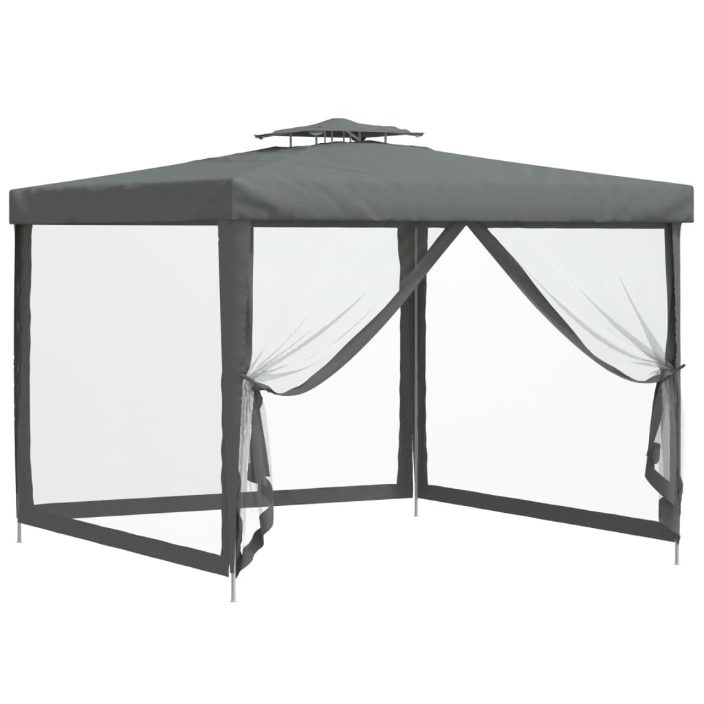 vidaXL Gazebo with Double Roof Anthracite 3x3x2.68 m Fabric