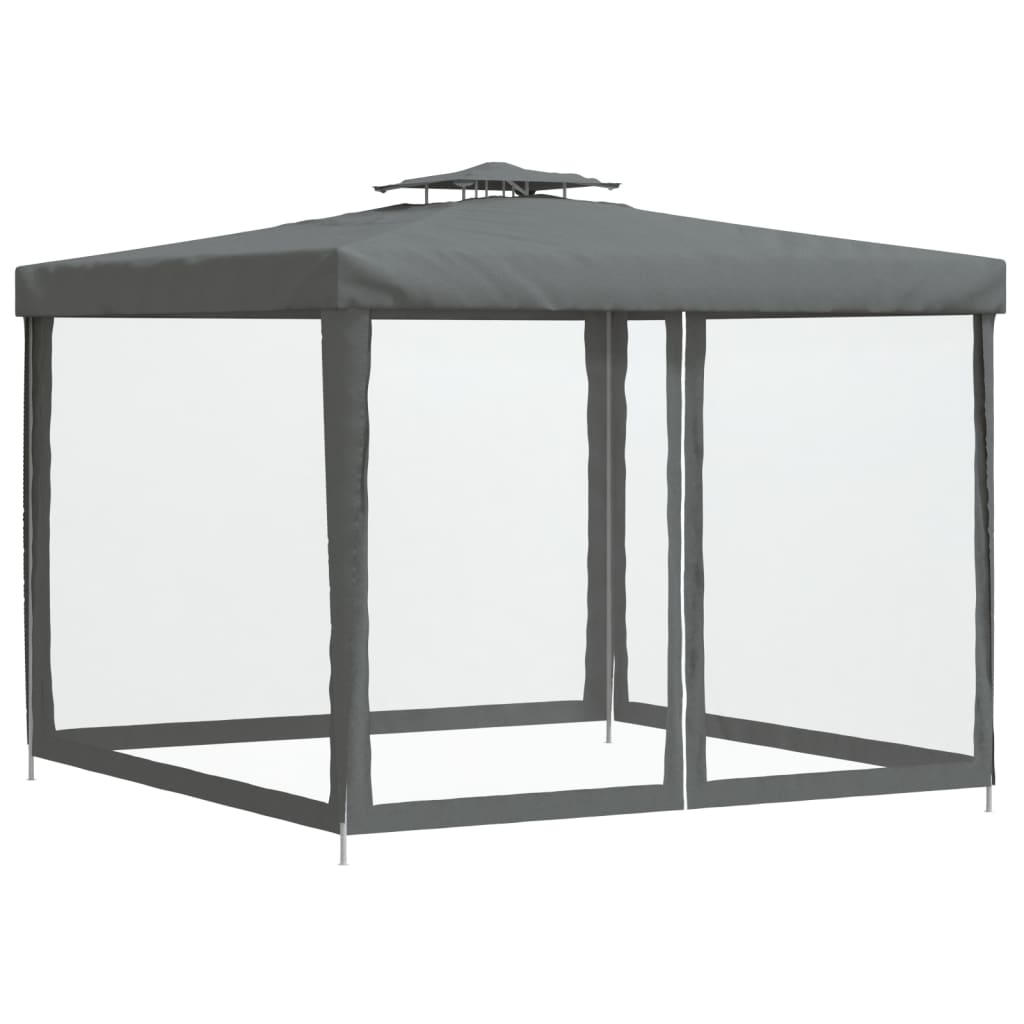 vidaXL Gazebo with Double Roof Anthracite 3x3x2.68 m Fabric