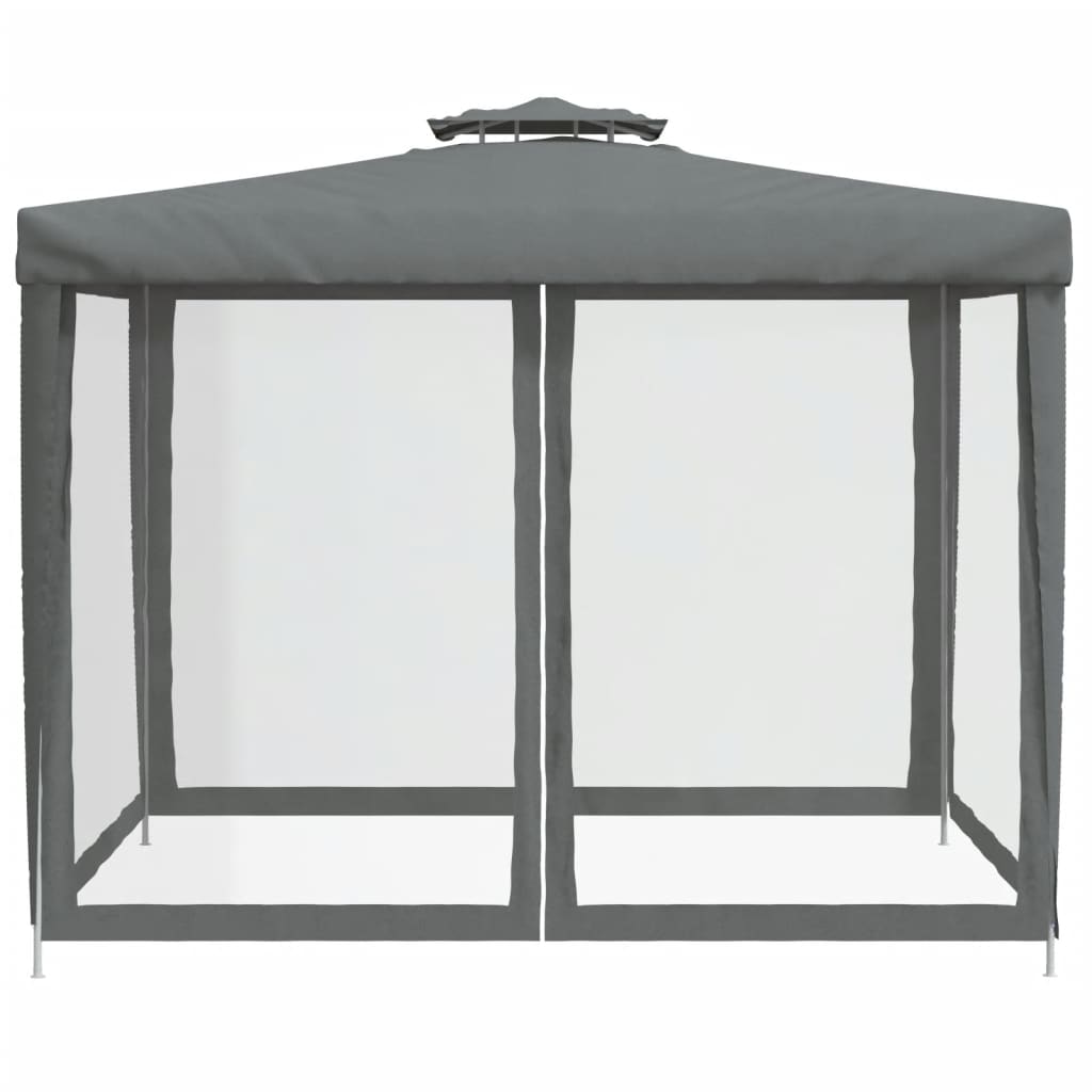 vidaXL Gazebo with Double Roof Anthracite 3x3x2.68 m Fabric