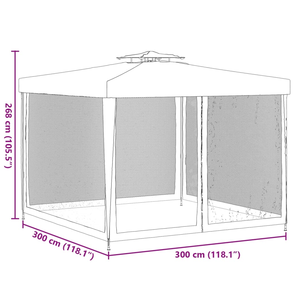 vidaXL Gazebo with Double Roof Anthracite 3x3x2.68 m Fabric