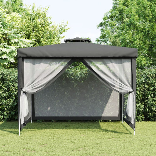 vidaXL Gazebo with Double Roof Anthracite 3x3x2.68 m Fabric