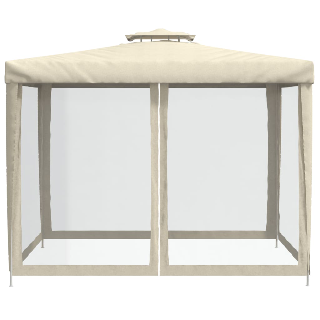 vidaXL Gazebo with Double Roof Cream 3x3x2.68 m Fabric