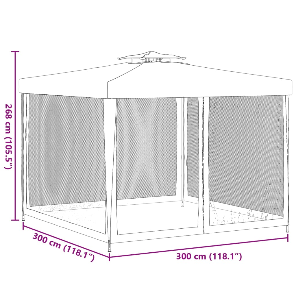 vidaXL Gazebo with Double Roof Cream 3x3x2.68 m Fabric