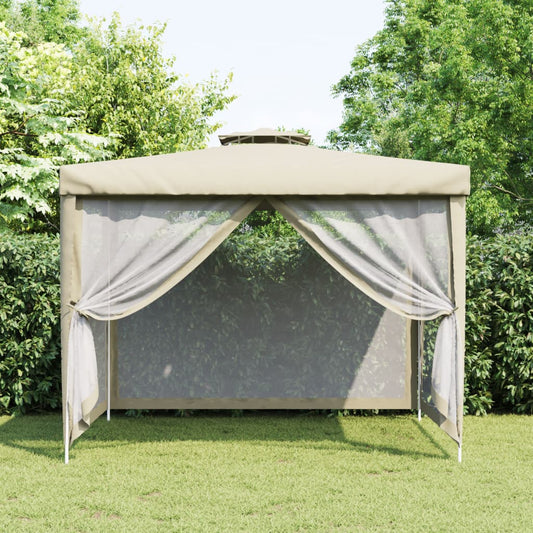 vidaXL Gazebo with Double Roof Cream 3x3x2.68 m Fabric