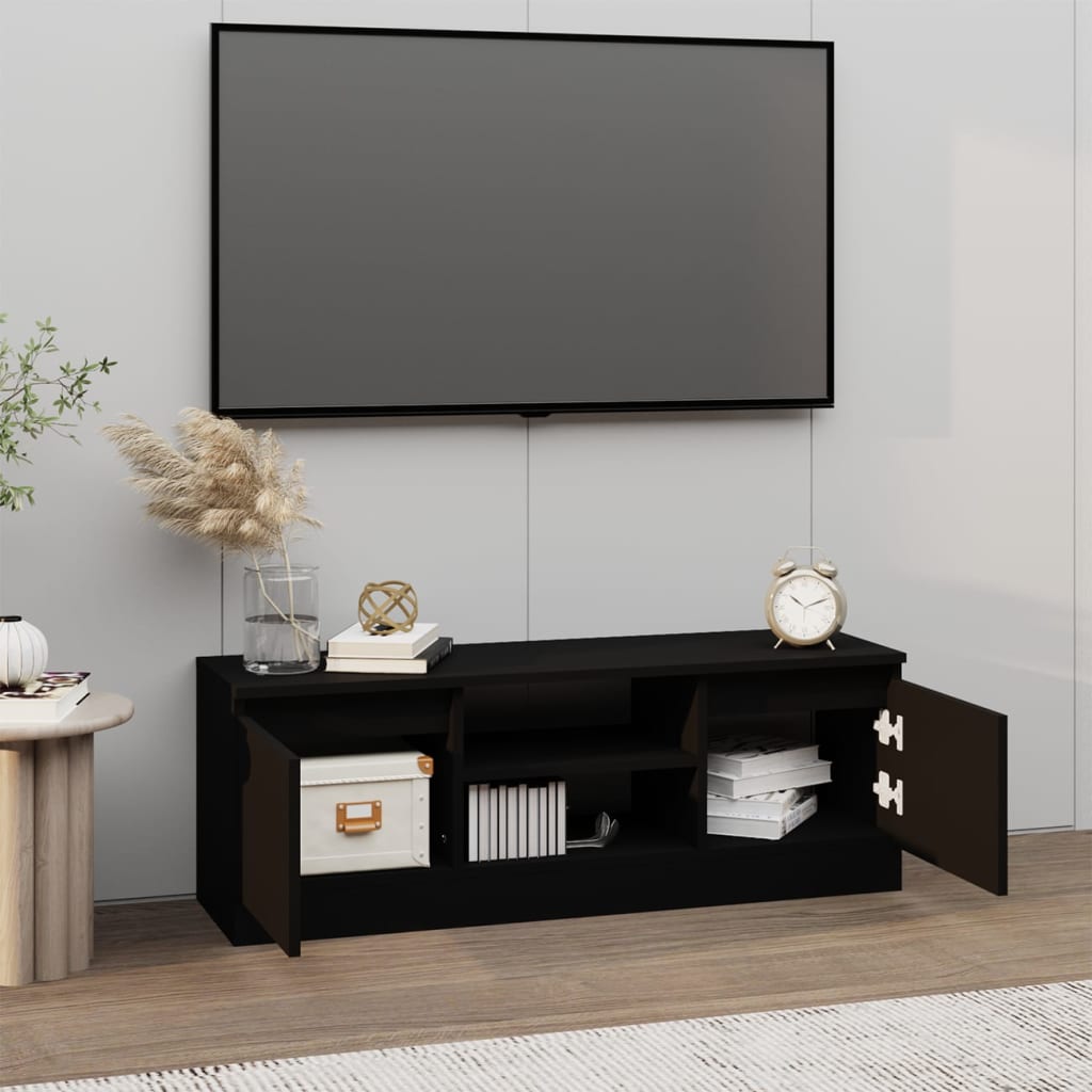 vidaXL TV Cabinet with Door Black 102x30x36 cm