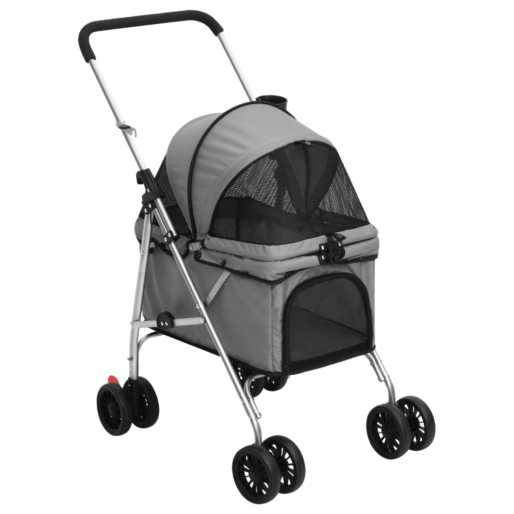 vidaXL Folding Dog Stroller Grey 76x50x100 cm Oxford Fabric