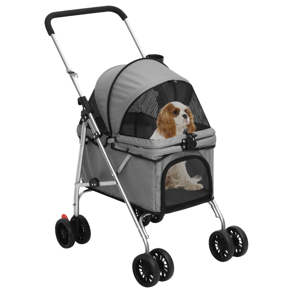 vidaXL Folding Dog Stroller Grey 76x50x100 cm Oxford Fabric