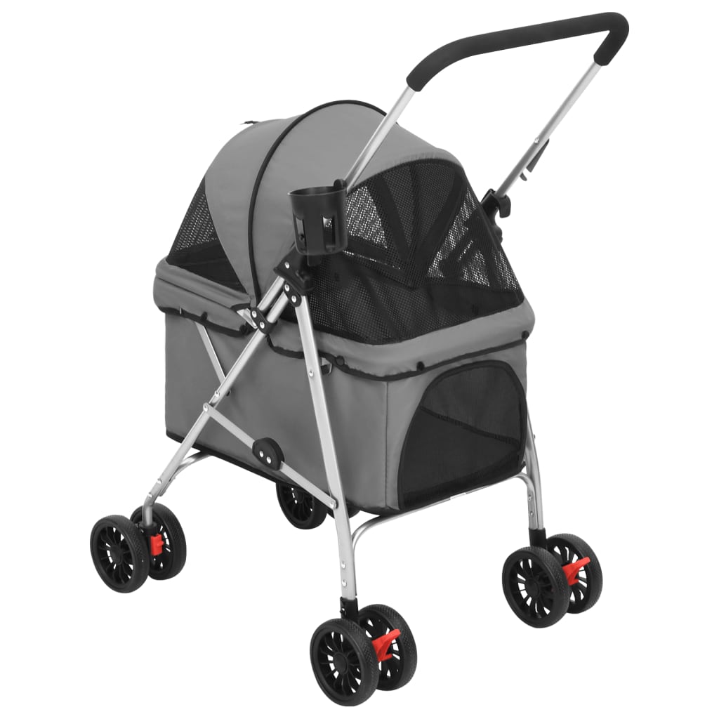 vidaXL Folding Dog Stroller Grey 76x50x100 cm Oxford Fabric