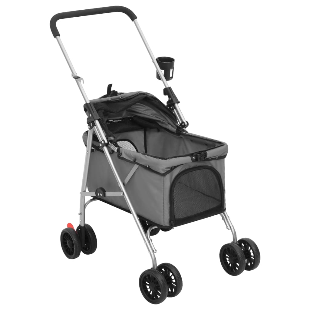 vidaXL Folding Dog Stroller Grey 76x50x100 cm Oxford Fabric