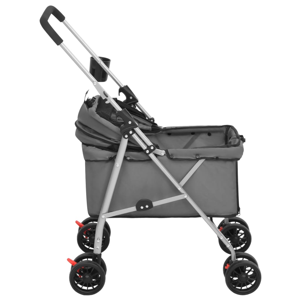 vidaXL Folding Dog Stroller Grey 76x50x100 cm Oxford Fabric