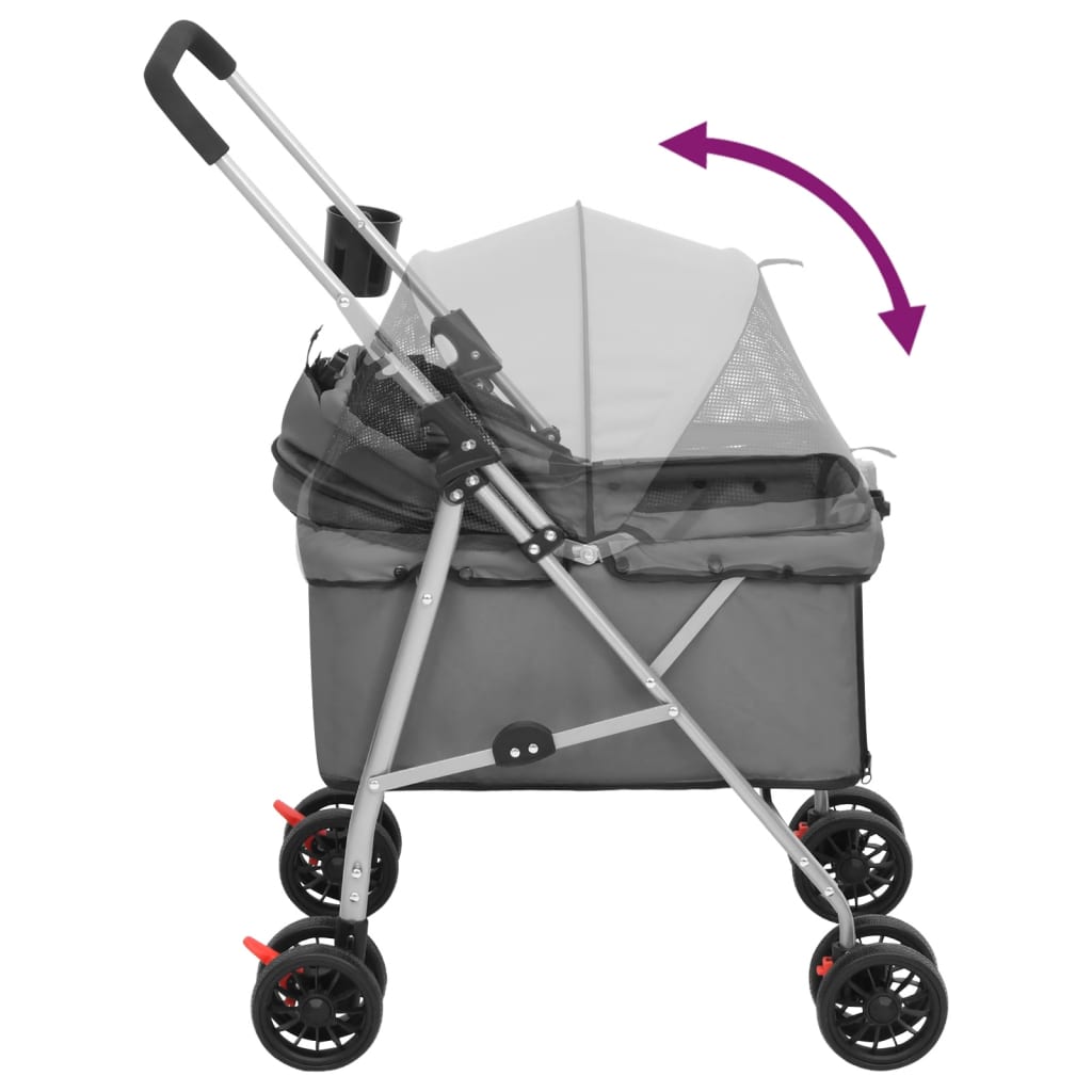 vidaXL Folding Dog Stroller Grey 76x50x100 cm Oxford Fabric