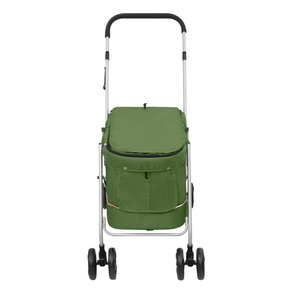 vidaXL Folding Dog Stroller Green 100x49x96 cm Linen Fabric
