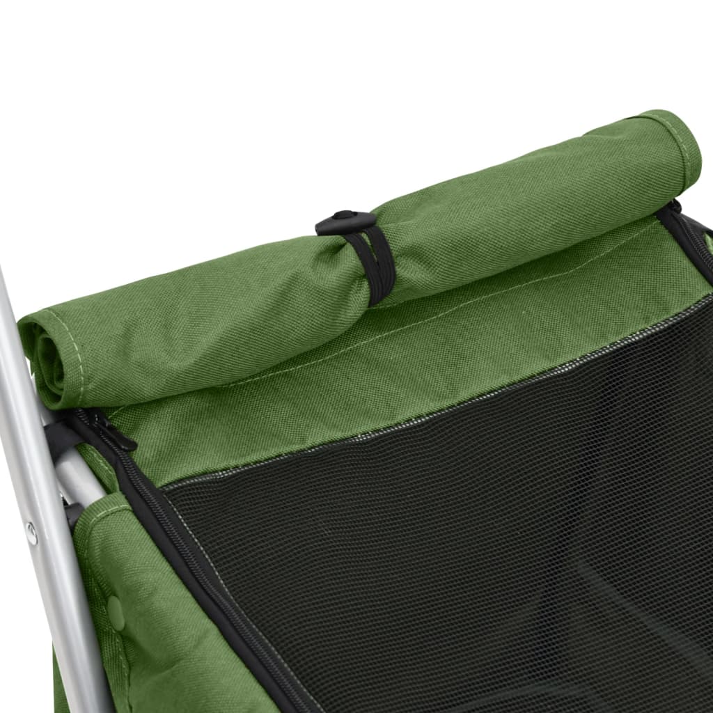 vidaXL Folding Dog Stroller Green 100x49x96 cm Linen Fabric