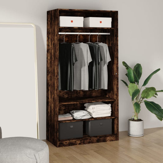 vidaXL Wardrobe Smoked Oak 100x50x200 cm Engineered Wood