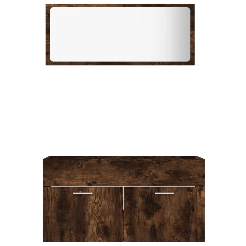 vidaXL 2 Piece Bathroom Furniture Set Smoked Oak Engineered Wood