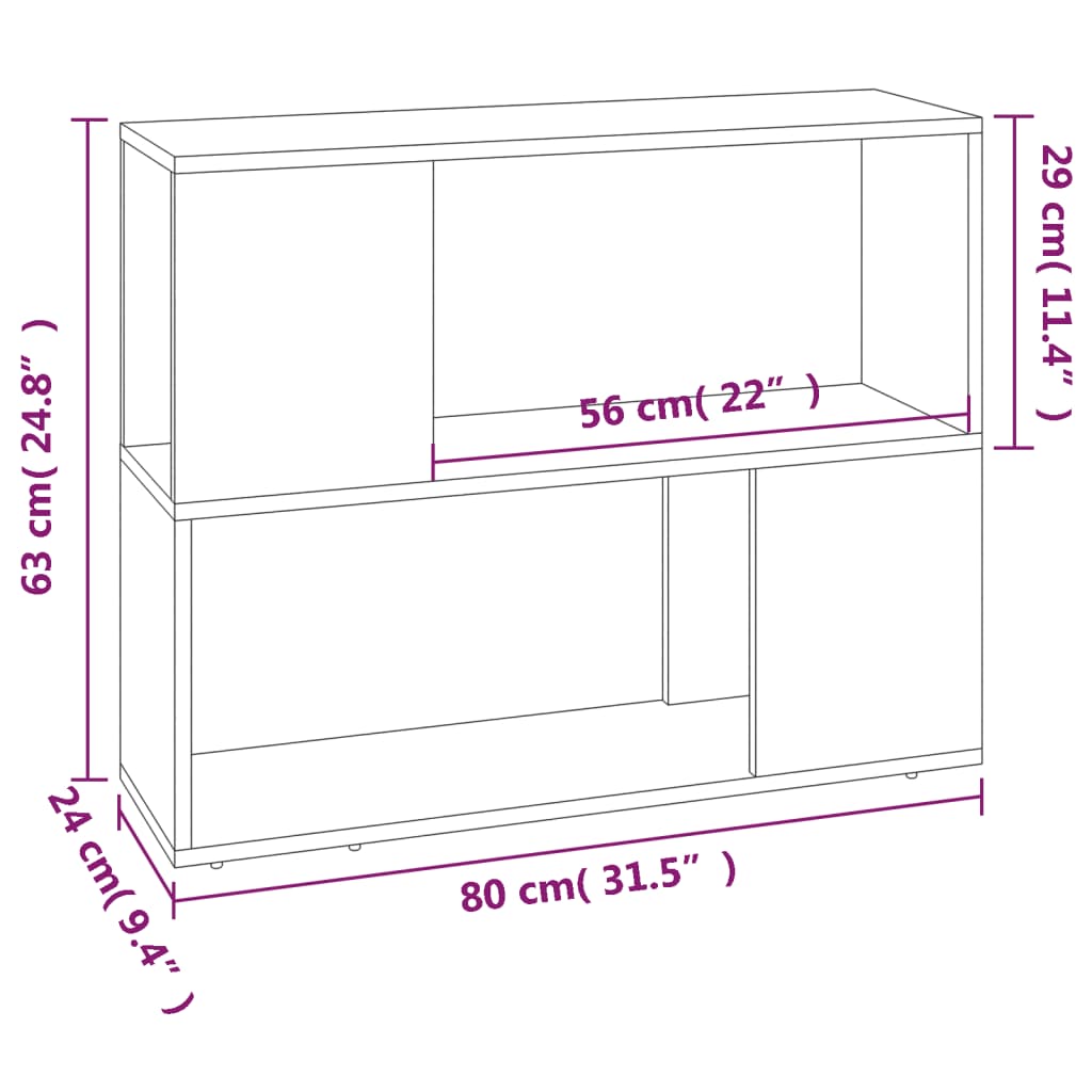 Book Cabinet/Room Divider Grey Sonoma 80x24x63 cm