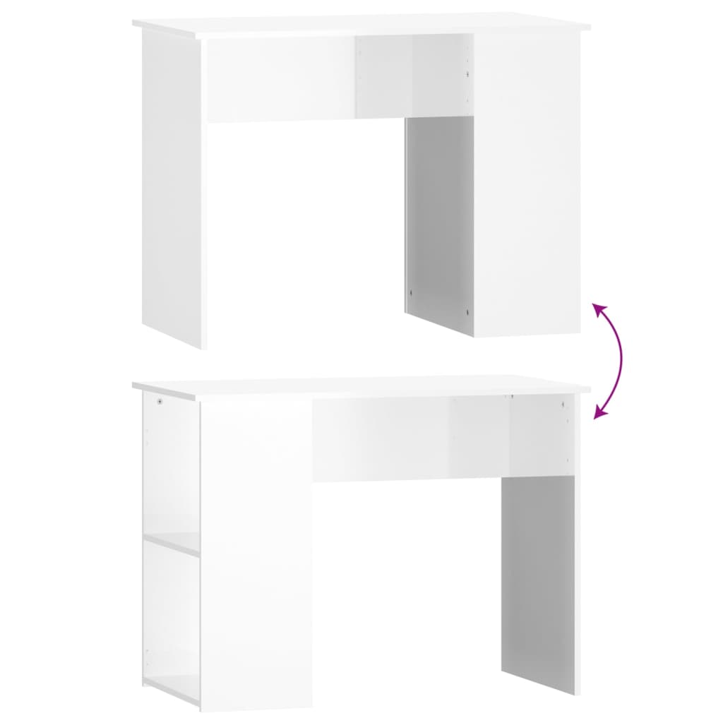 Desk High Gloss White 100x55x75 Engineered Wood