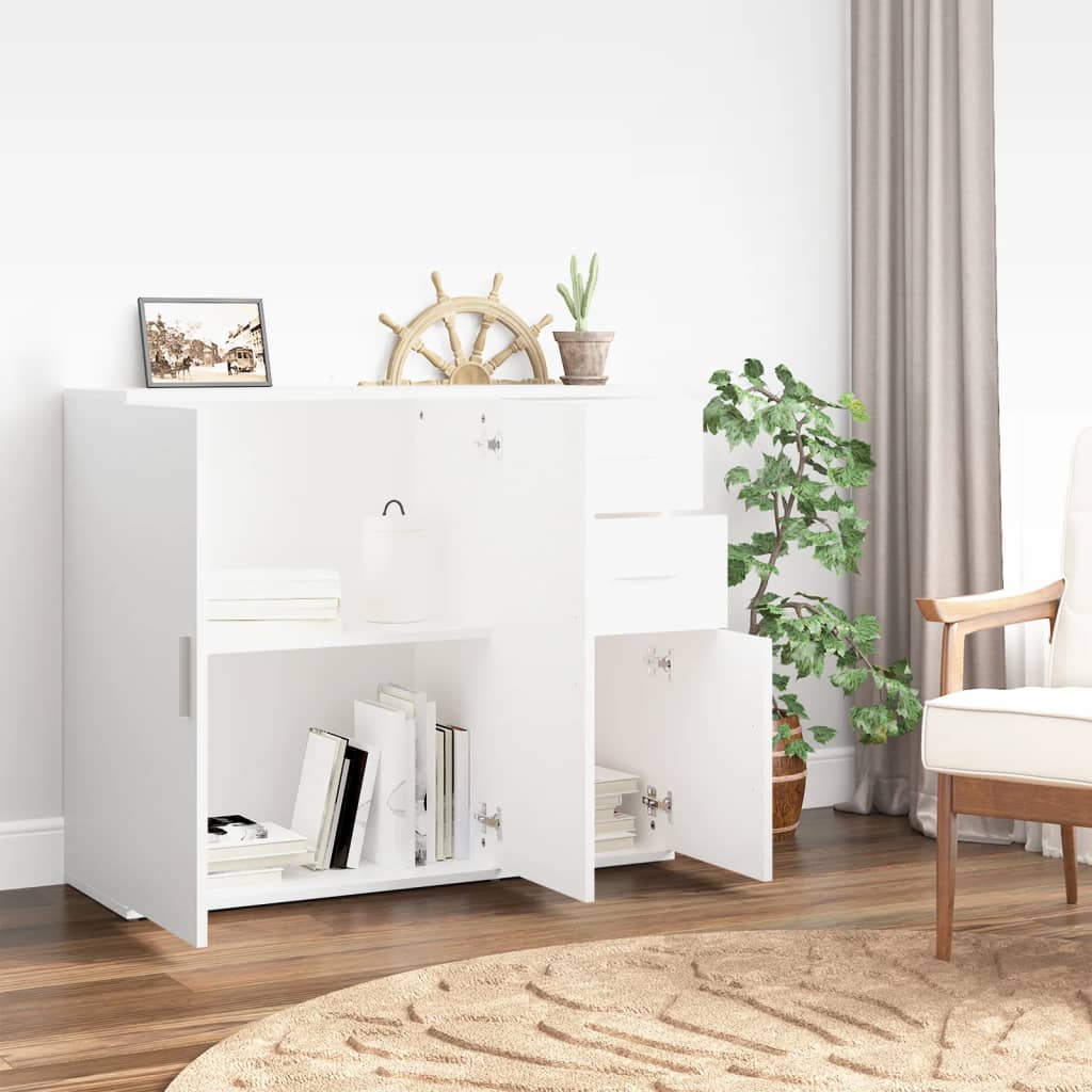 vidaXL Sideboard White 91x29.5x75 cm Engineered Wood