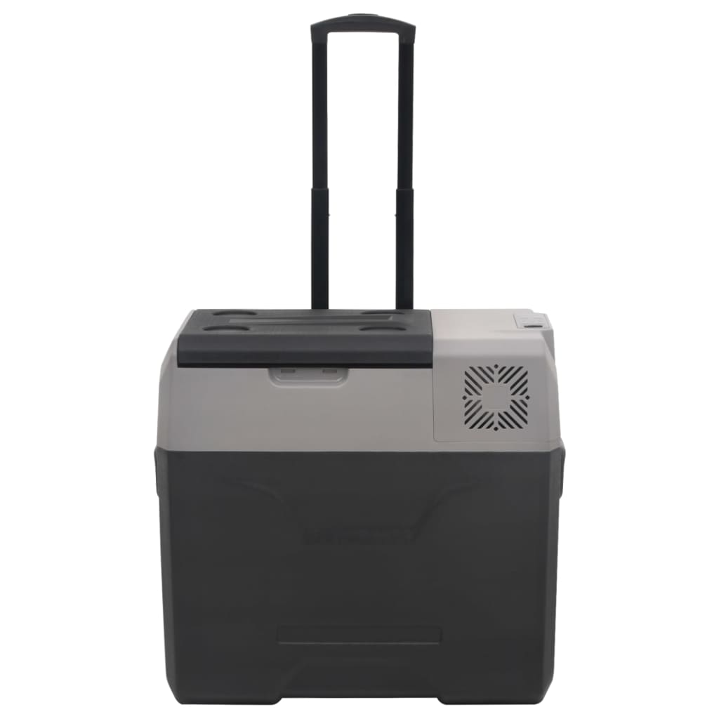 vidaXL Cool Box with Wheel and Adapter Black&Grey 30 L Polypropylene