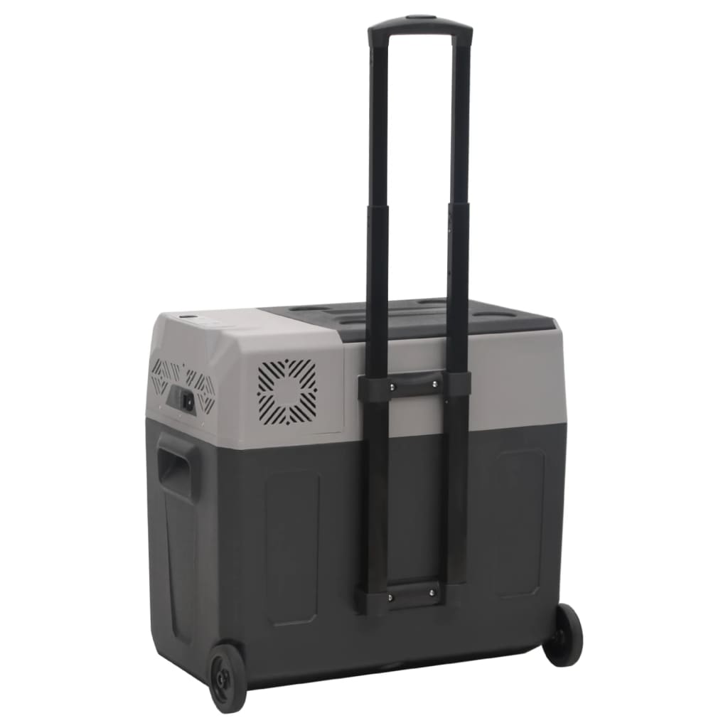 vidaXL Cool Box with Wheel and Adapter Black&Grey 30 L Polypropylene