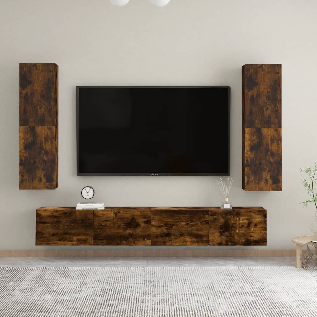 vidaXL Wall-mounted TV Cabinet Smoked Oak 30.5x30x110 cm