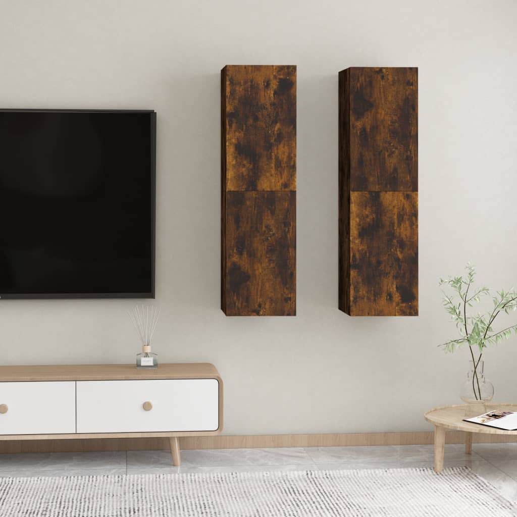 vidaXL Wall-mounted TV Cabinets 2 pcs Smoked Oak 30.5x30x110 cm