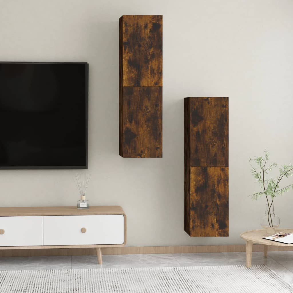 vidaXL Wall-mounted TV Cabinets 2 pcs Smoked Oak 30.5x30x110 cm