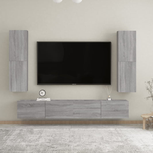 vidaXL Wall-mounted TV Cabinets 2 pcs Grey Sonoma 30.5x30x110 cm