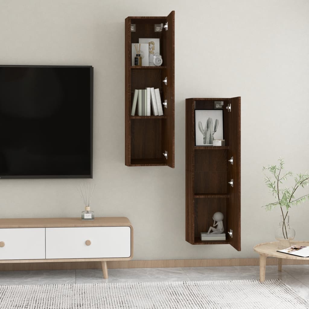 Wall-mounted TV Cabinets 2 pcs Brown Oak 30.5x30x110 cm